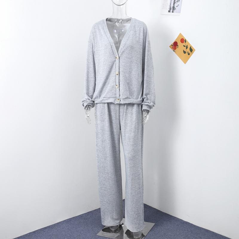 

Комплекты из двух предметов, повседневные спортивные, свободные, кардиган, топ, прямые брюки, костюмы, осень-зима, однотонные, простые, повседневные, женская одежда 3XL серый