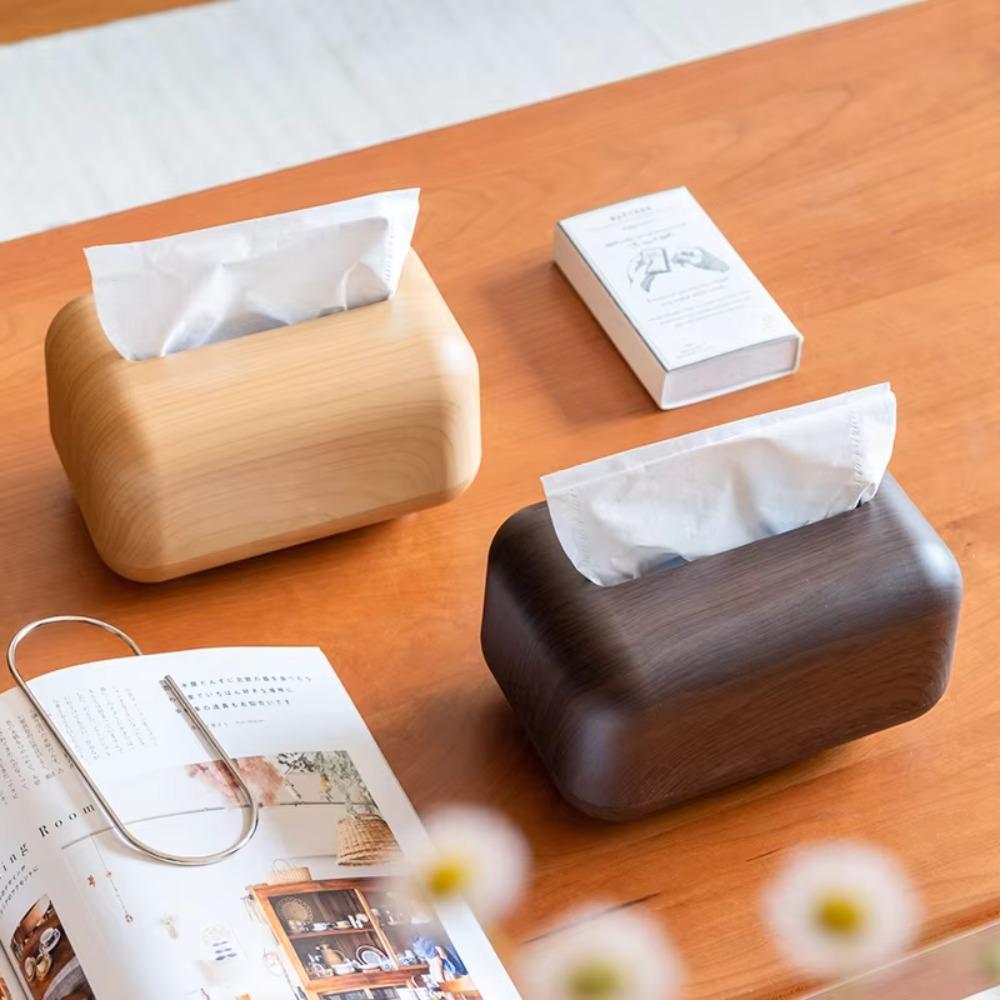 Multi-functional Imitation Wood Grain Tissue Box Ins Style Napkin Dispenser  Living Room Decoration