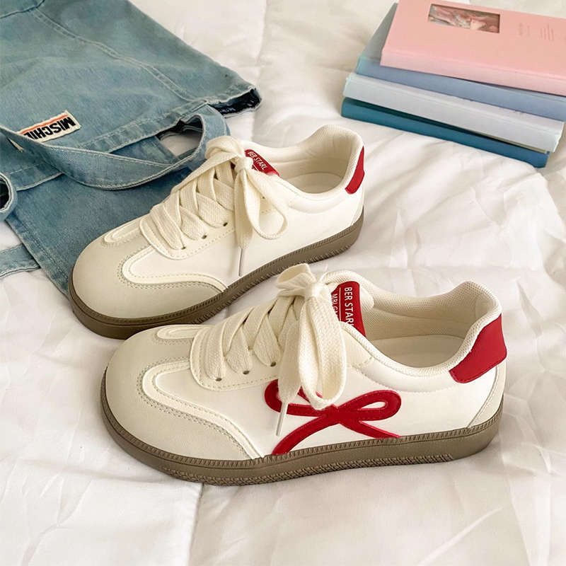 Cute bow board shoes summer new versatile niche chic shoes platform bread shoes