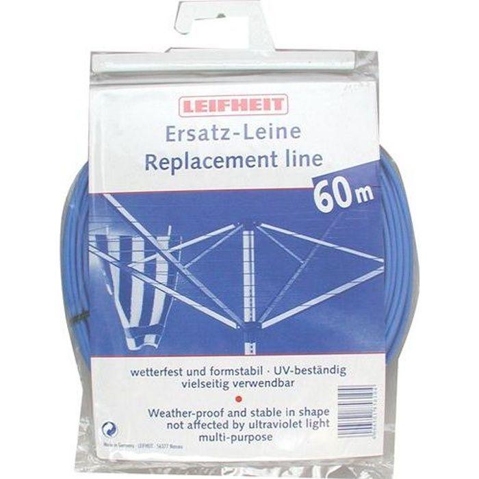 LEIFHEIT Fil à linge - Etendage : 62 m - Utilisation universelle blu