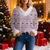 Women's Fashion Sweater Casual Long Sleeve Knit Pullover Printed Top