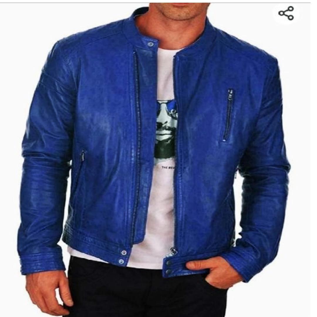 

NOORA Men s Real Leather Jacket ST07 XXXL синій