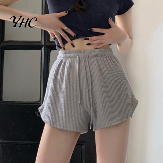 Comfortable Daily Wear Shorts Women Summer Drawstring High Elastic Waist Solid Color A-line Elegant Soft Breathable Thin Loose Beach Sports Jogging