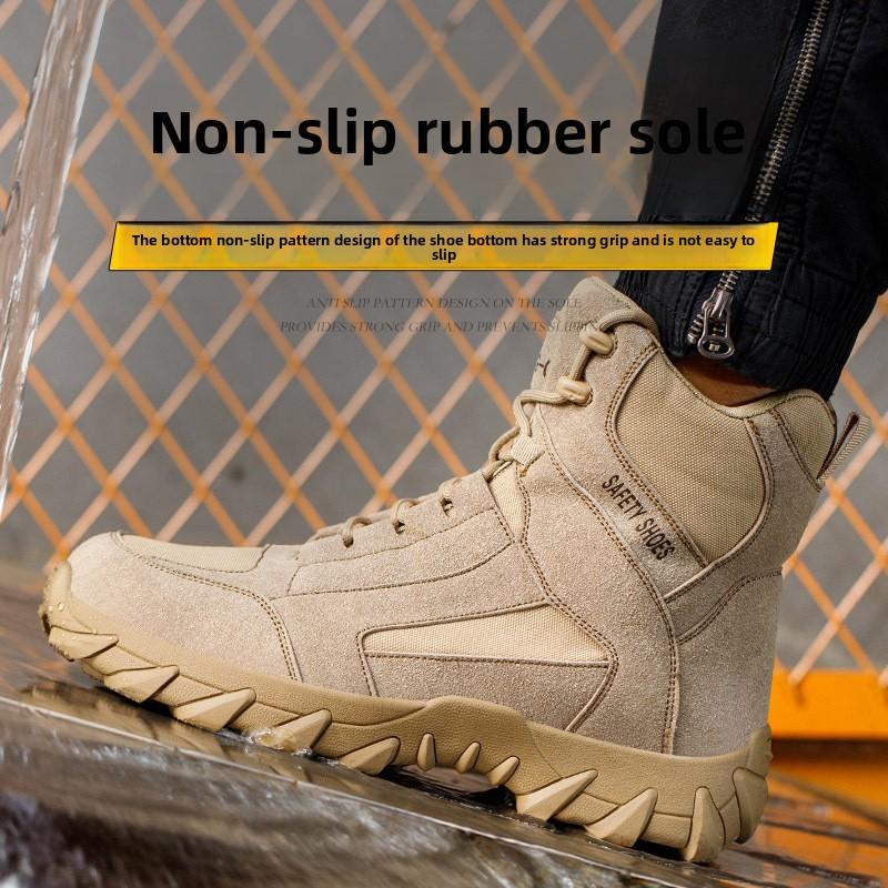 Steel Toe Safety Boots Rubber Sole Safety Boots Steel Toe Lightweight Shoes Puncture Proof Work Boots Breatheable Work Sneakers