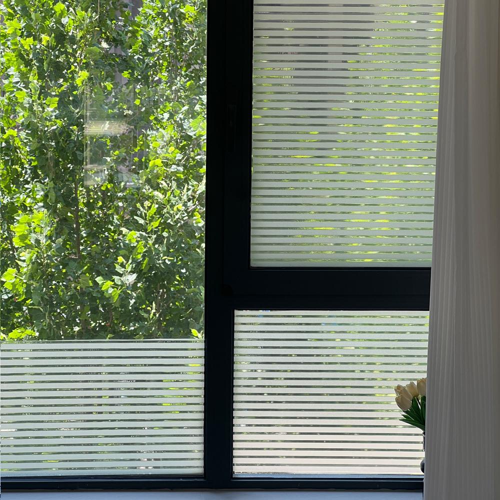 Frosted Glass Film: Anti-Peep, Anti-Collision Privacy Striped Sticker for Office Windows