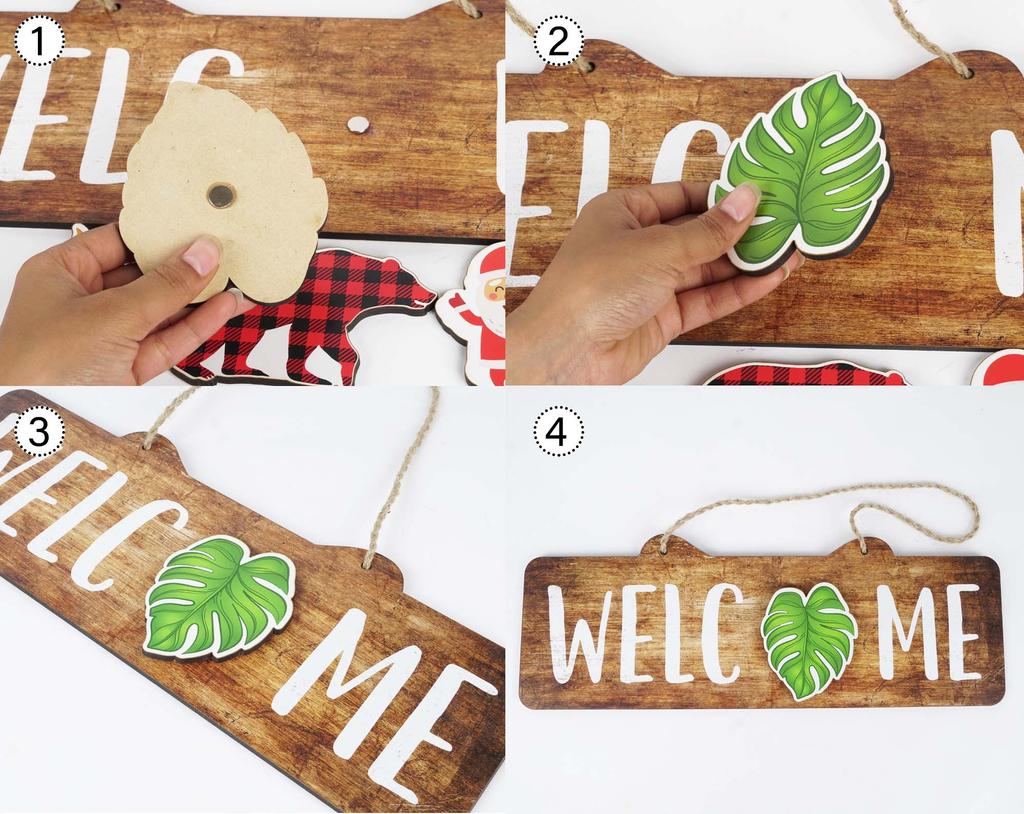 Inkdotpot Welcome Sign Front Door Decorations Hanging Rustic Wood Seasonal Holiday Ornaments Housewarming GiftWall Hanging 17" Inches