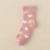 Socks Women Winter Warm Fluffy Fuzzy Cute Middle Tube Thick Thermal Soft Coral Fleece Floor Sleep Cartoon Star Short Crew Socks