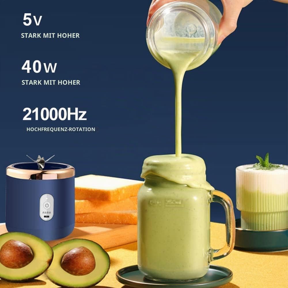 Mini Blender for Milkshakes and Smoothies, USB Rechargeable 6-Blade Fruit Juice Cup, Portable Mixer for Kitchen, Travel, Outdoor and Sports
