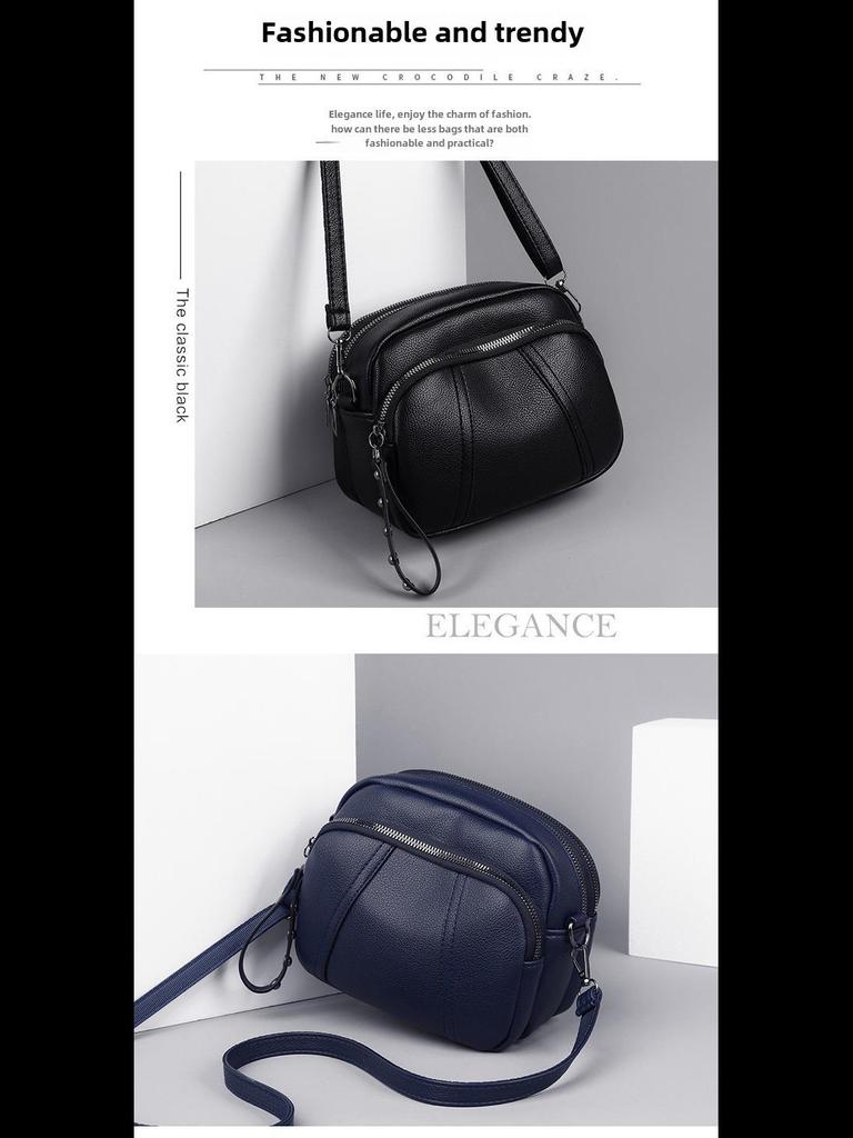 Damen Niet Reißverschluss Kleine Quadratische Taschen, Modische Handy-Taschen, Weiche Leder Umhängetaschen & Messenger Bags