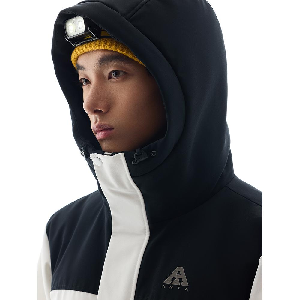 Anta Outdoor Series Windproof Warm Solid Color Down Jacket Men Outerwear Paper-White Basic-Black 952446903-6