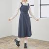 [Yumetembo] Jumper Skirt, Front Button Jumper Skirt Dress, Long, Navy