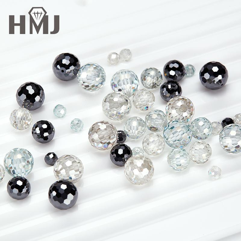 Factory Sale Loose Moissanite Round Shape Ball Beads Lab Grown Diamond Stones White Blue Black DIY Jewelry Making