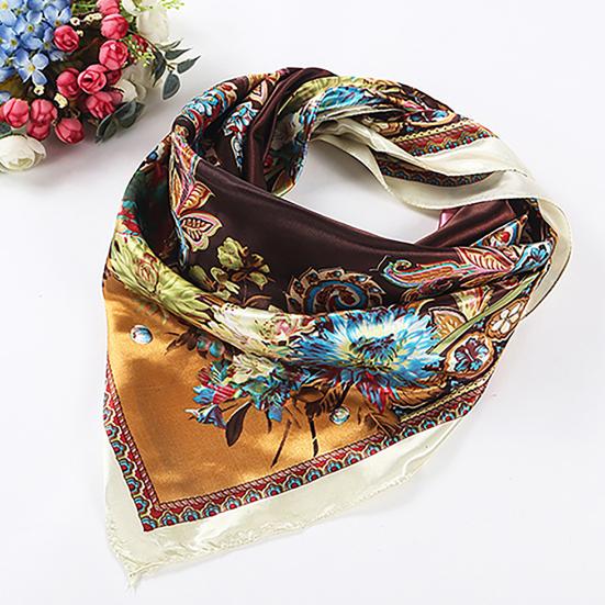 Square Scarf Flower Design Best Gift Polyester Flower Printing Square Scarf for Outdoor