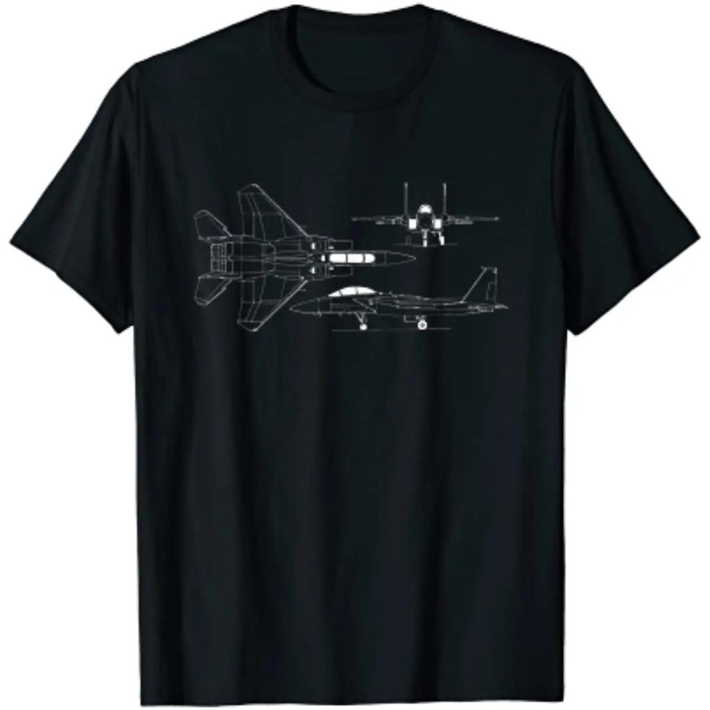 Blueprint Fighter Jet Diagram T-shirt
