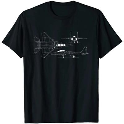 Tricou cu Diagramă Avion de Vânătoare Blueprint