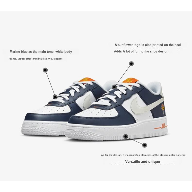 Nike Air Force 1 Low GS UV Reactive Kids Sneakers Blue Midnight-Navy White FN7239-410