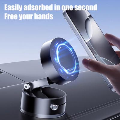 Magnetic Phone Holder with Vacuum Suction Cup 360 Degrees Rotating Universal Hands-free Portable Travel Folding Mobile Phone Mount