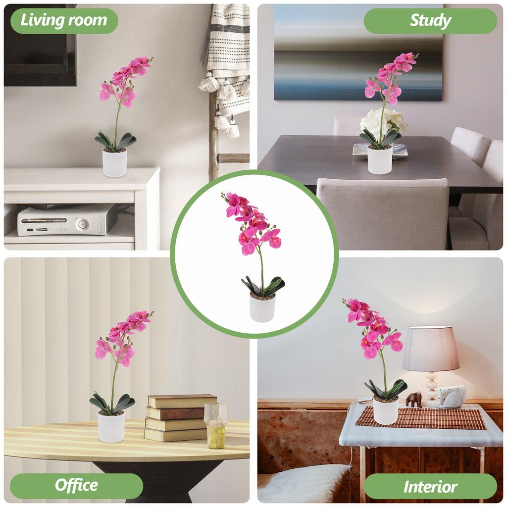 Premium Lifelike Artificial Phalaenopsis Orchid Potted Plant Decor for Living Room Office Kitchen Bedroom Study Desktop Home