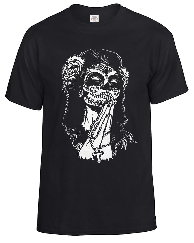 Mexican Skull Cotton T-Shirt Tattoo Skull Rock Metal Biker Goth Sugar Candy Top