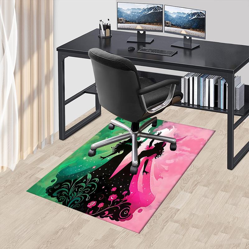 Fantasy Silhouettes Wicked and Princess Pattern Polyester Office Carpet Chair Mats, Home Decor Dormi