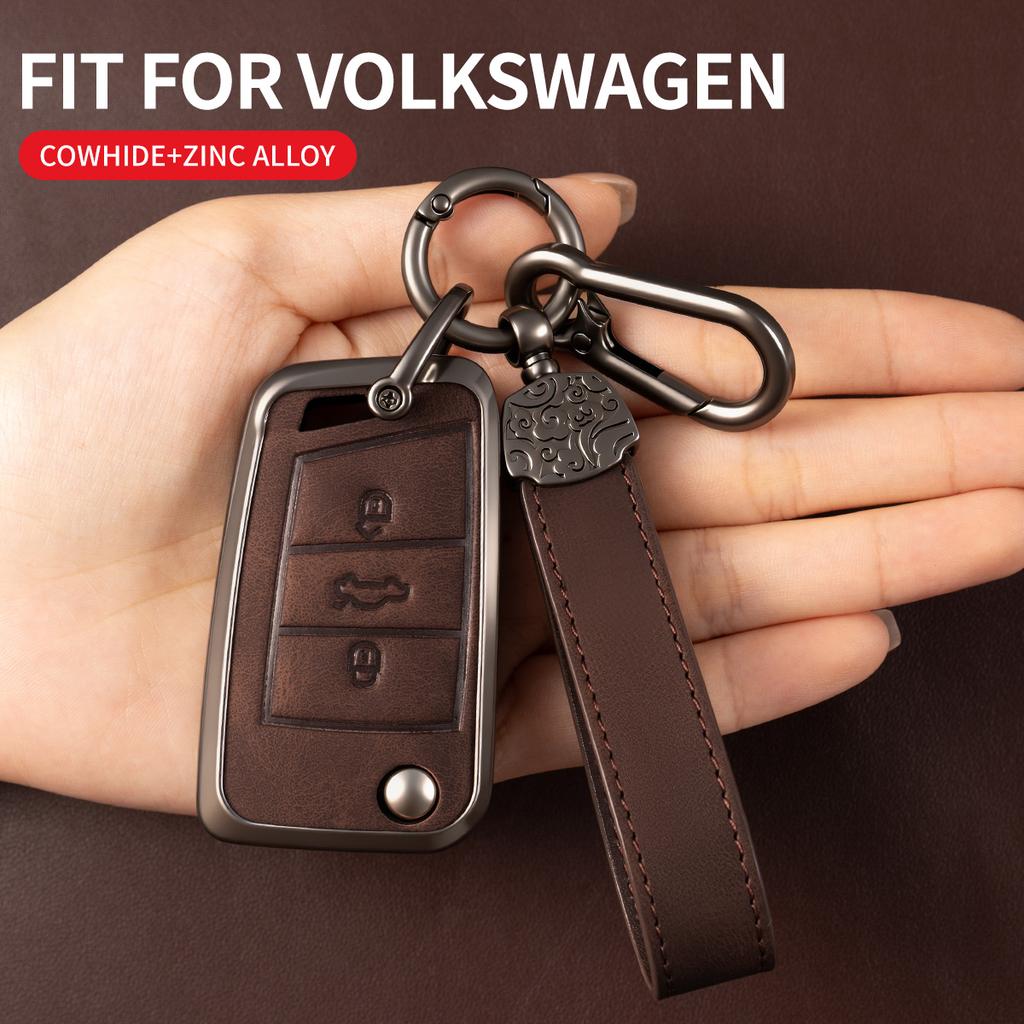 Car Zinc Alloy Flip Key Case Cover Holder For Volkswagen VW Golf 7 For Skoda A5 Fabia A7 Kodiaq Karoq Key Chain