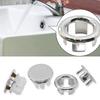 Bathroom Kit Sink Spare Parts Cover Overflow Ring Round ABS Plastic Basin Chrom Silver 8pc Improvement Decorative