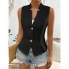 Fashion V-Neck Sleeveless Cardigan Women Suit Shirt Vest V Neck Jacket Slim Fit Office Vests Casual Solid Color Female Tank Top Elegant Clothing