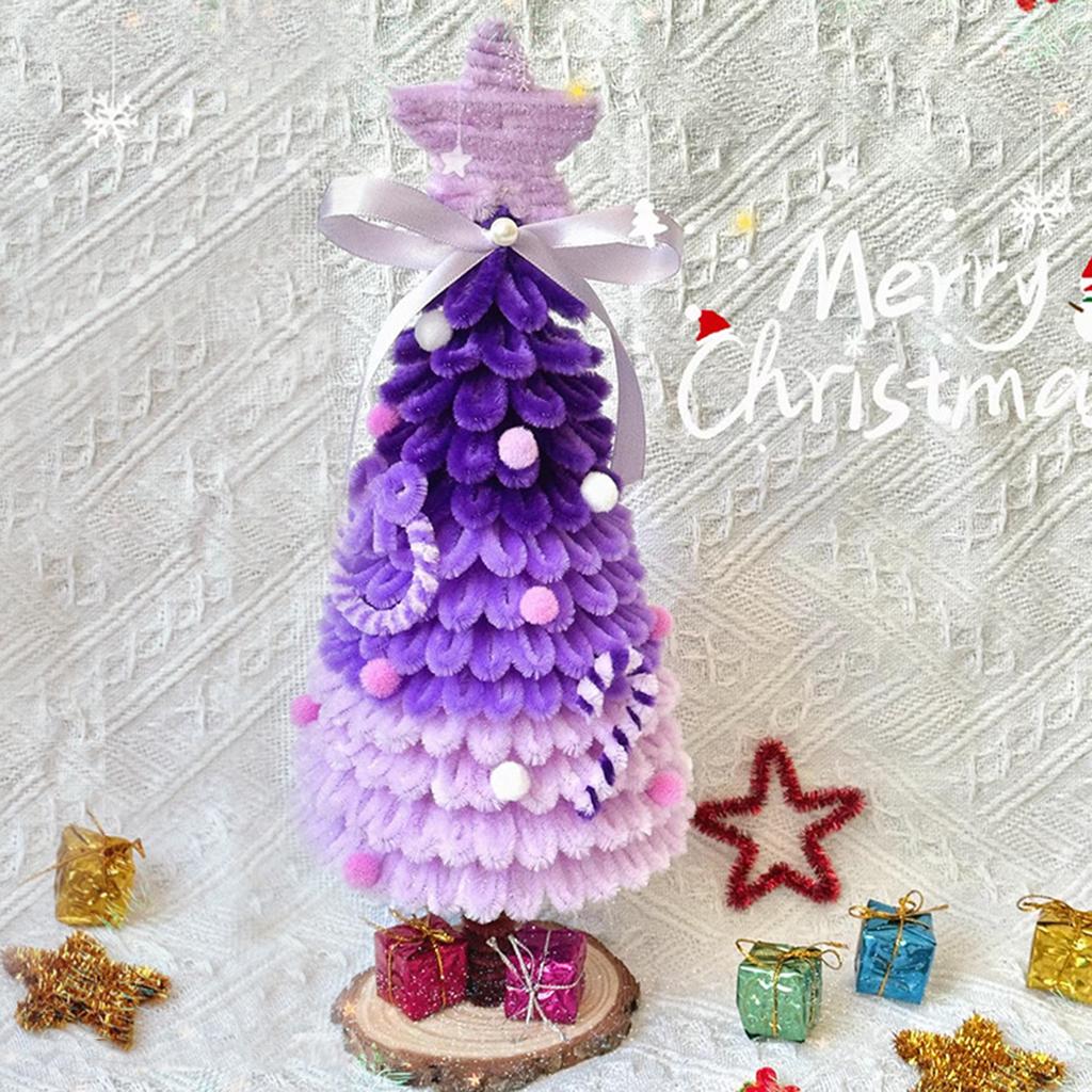 DIY Handmade Christmas Tree Kit Pipe Cleaners Cute Christmas Tree Ornament for Home Office Table Decor