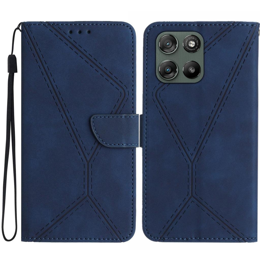 For Motorola Moto G67 Power 5G Case Skin Touch Lines Imprinted PU Leather Flip Phone Cover