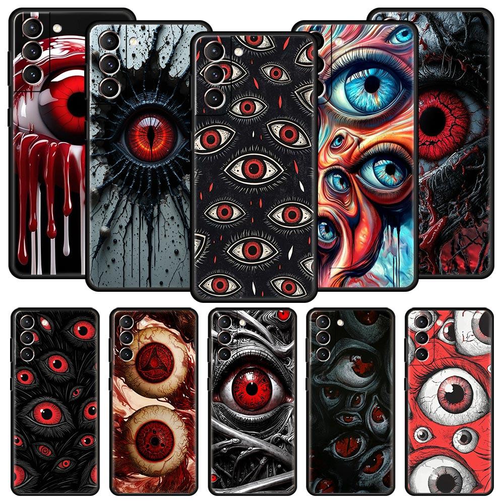 Spooky Scary Red Eye Phone Case Cover for Samsung Galaxy S26 S25 S24 S23 S22 S20 S21 FE Ultra S25 Edge Plus 5G Soft TPU Shell