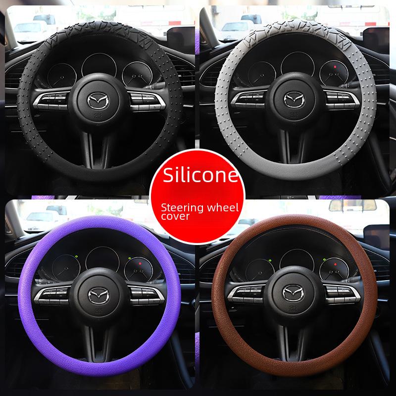 Ultra-Thin Silicone Steering Wheel Cover - Non-Slip, Sweat-Absorbent, All-Season, Unisex, Soft