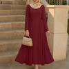 ZANZEA Women Muslim Casual Round Neck Long Sleeve Loose Long Dress