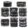 Punk Multilayer Antique Leather Bracelet Set Skull Eye Star Charms Hiphop Rock Y2K Vintage Pu Gothic Wristband Man Goth Jewelry