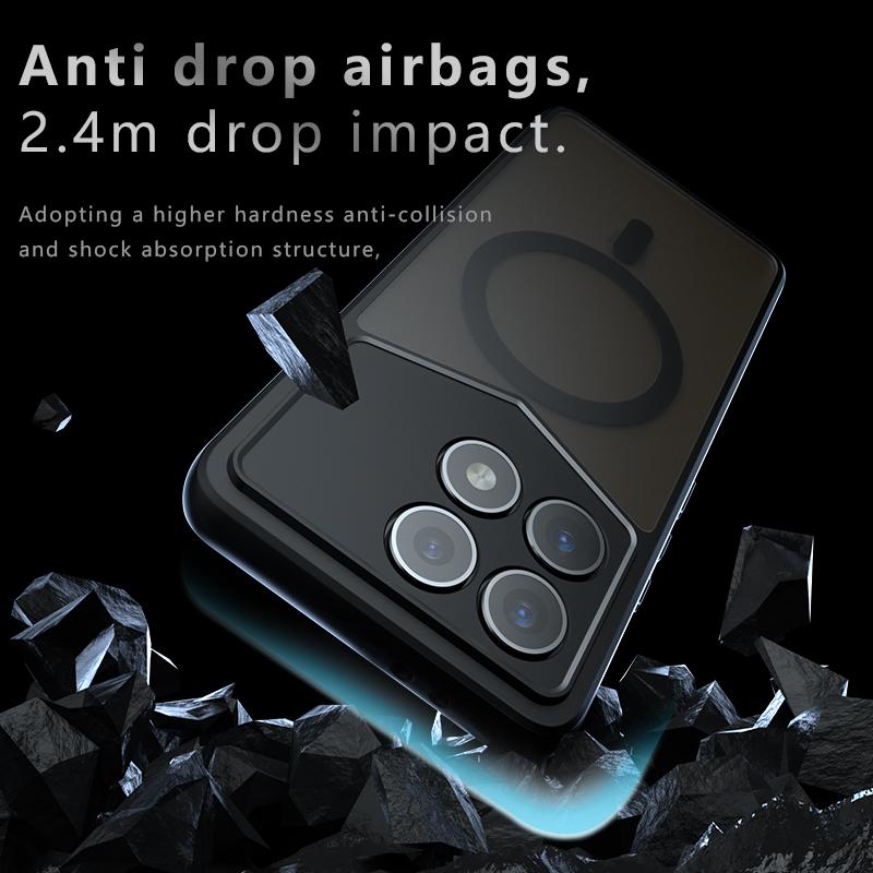 For Xiaomi Redmi K70 K70E Poco F6 X6 Pro Case Matte Magsafe Drop-proof Built-in Airbag Corner Non-yellowing Material Soft Cover