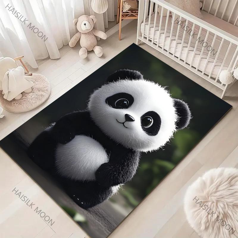 3D Panda Pattern Print Rug for Boys Bedroom Soft Carpet for Kids Room Decor Cool Animal Carpet for Living Room Floor Mats Gift