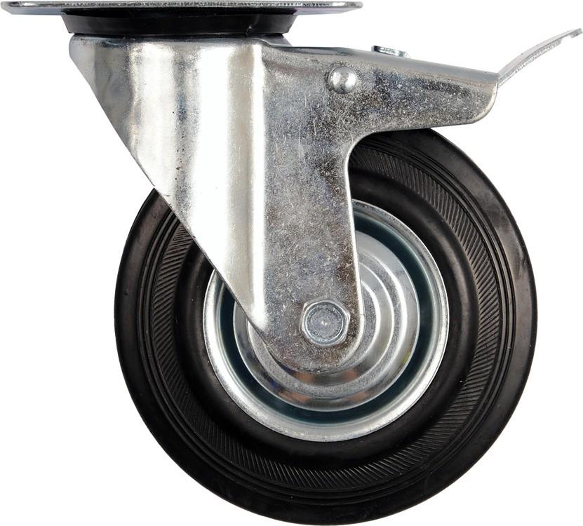 Swivel Caster with Black Rubber and Brake, 75mm 87321 VOREL