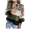 Women's Fashion Casual Stitching Print Sweater Set Head Round Neck Warm Long-sleeved Sweater