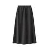 Spring 26 High-End Gray Wool Midi Skirt: High-Waisted, Draped, Elastic Knit Base