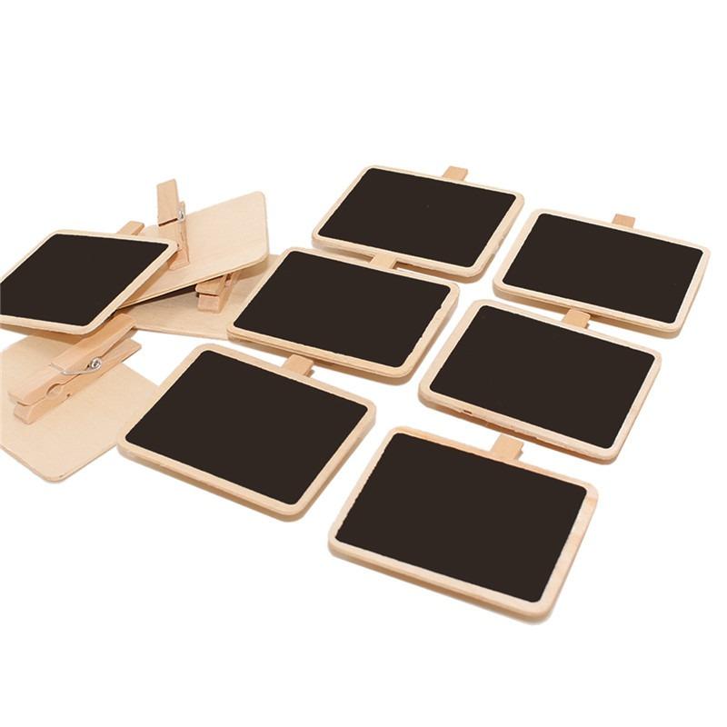 10Pcs Mini Wooden Blackboard Clamps Note Retangle Chalkboard Clip Tag Message Board for Wedding Party Paper Photo DIY