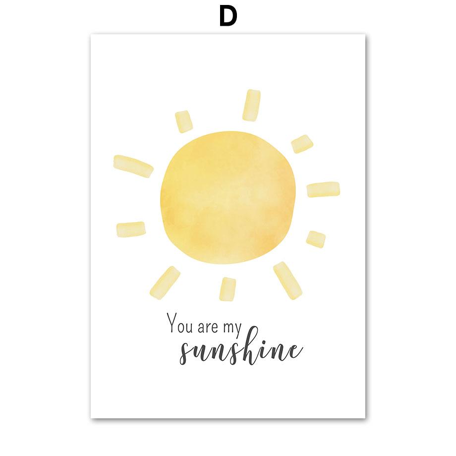 Elefant Kaninchen Katze Sonne Regenbogen Mond Stern Wolke Boho Wandkunst Leinwand Malerei Poster und Drucke Wandbilder Kinderzimmer Dekor