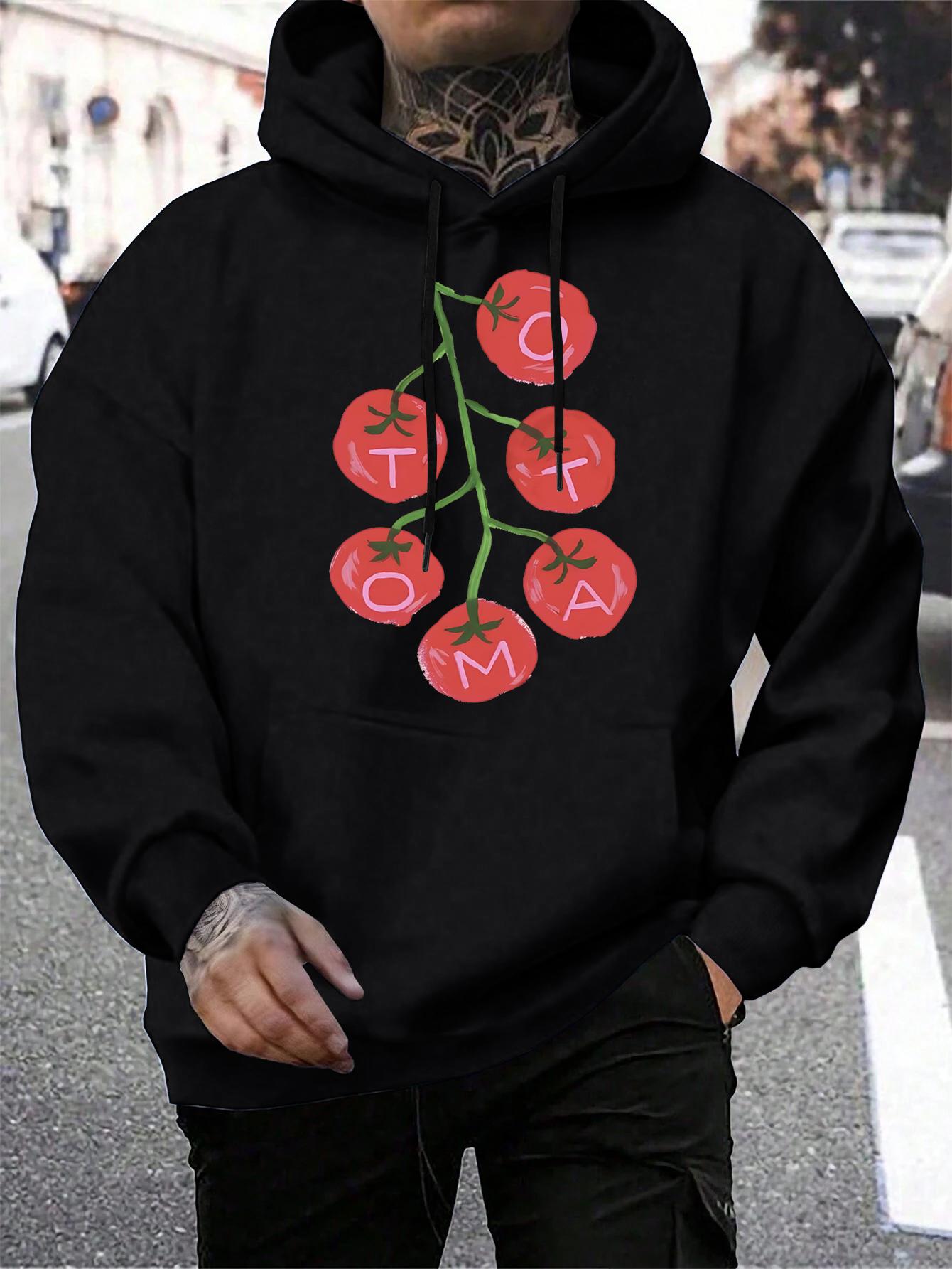 

Fresh Tomato Fruit Design Hoodies Men Pocket Autumn Hoody Casual Fleece Streetwear Warm Unisex All-Match Hip Hop Clothing 3XL