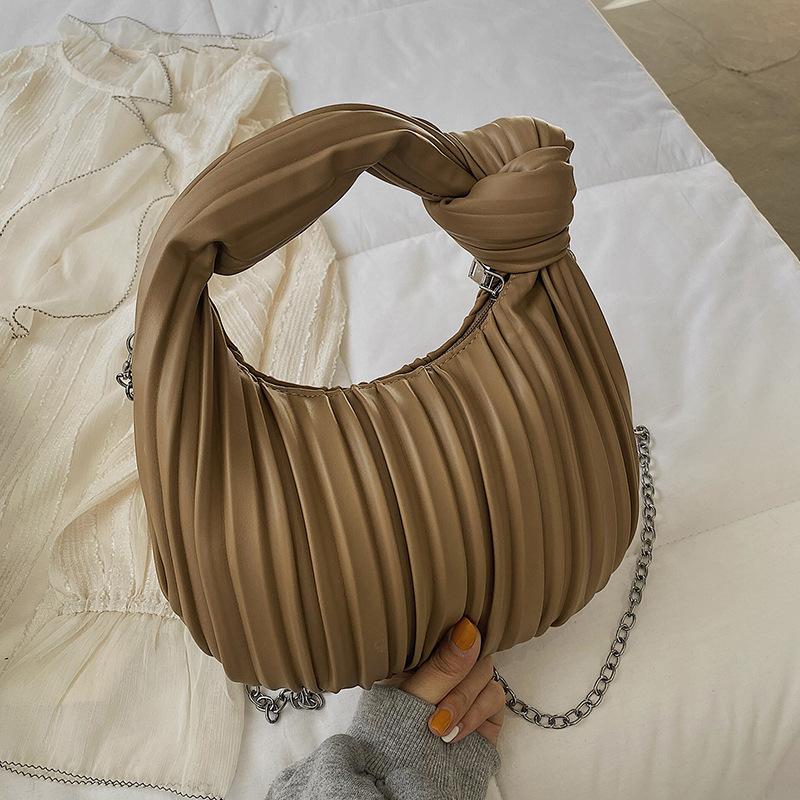 Niche underarm pleated bag women's autumn and winter new retro popular women's bag versatile portable soft knot dumpling bag