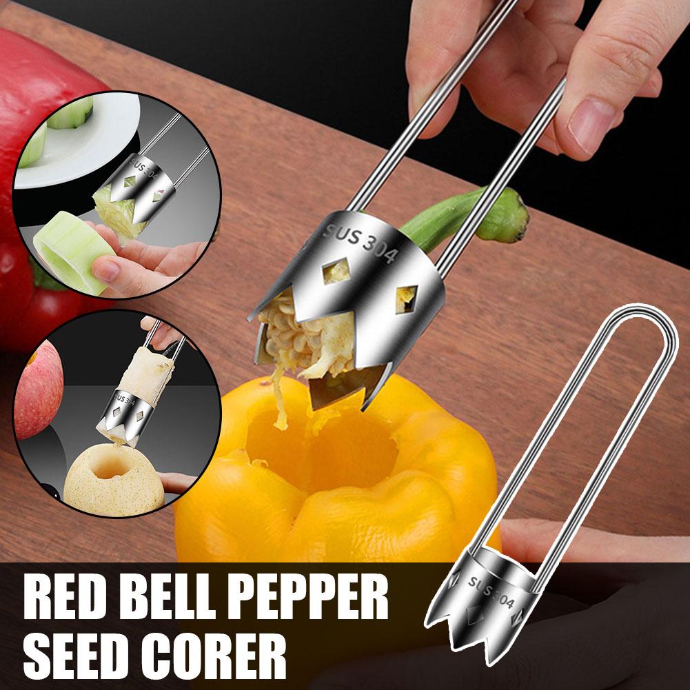 Fruit Corer Red Bell Peppers Cutter Pepper Seed Remover Tool, Bell Pepper Corer Tool For Vegetables Fruit Corer Kitchen Gad Z5K5