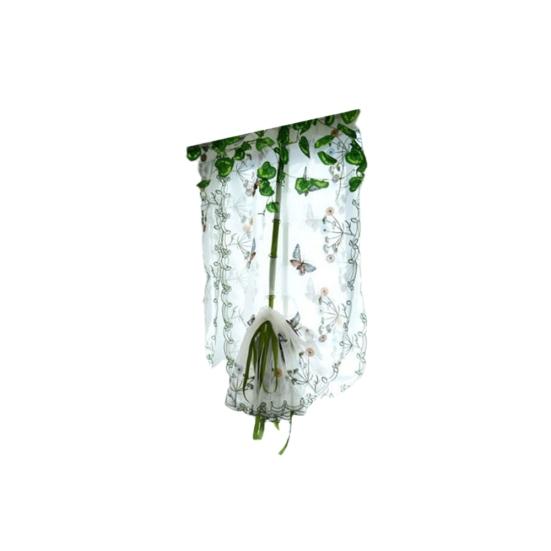 Flower Window Rural Bedroom Decor Sheer  Drape Curtain Embroidered Butterfly Home Product AVE