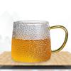 Hammer Glass Breakfast Cup Handle Design Gold Thread Cappuccino Coffee Cup Colorful Transparent Crystal Tea Service