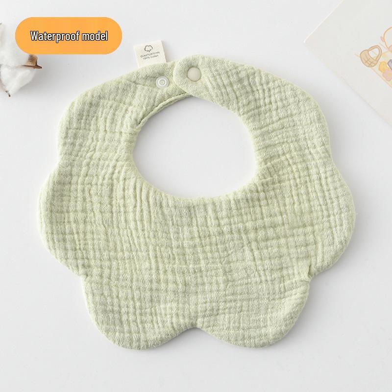 Korean-Style Solid Color Gauze Baby Petal Bib, Soft 7-Layer Waterproof, All Cotton, Class A