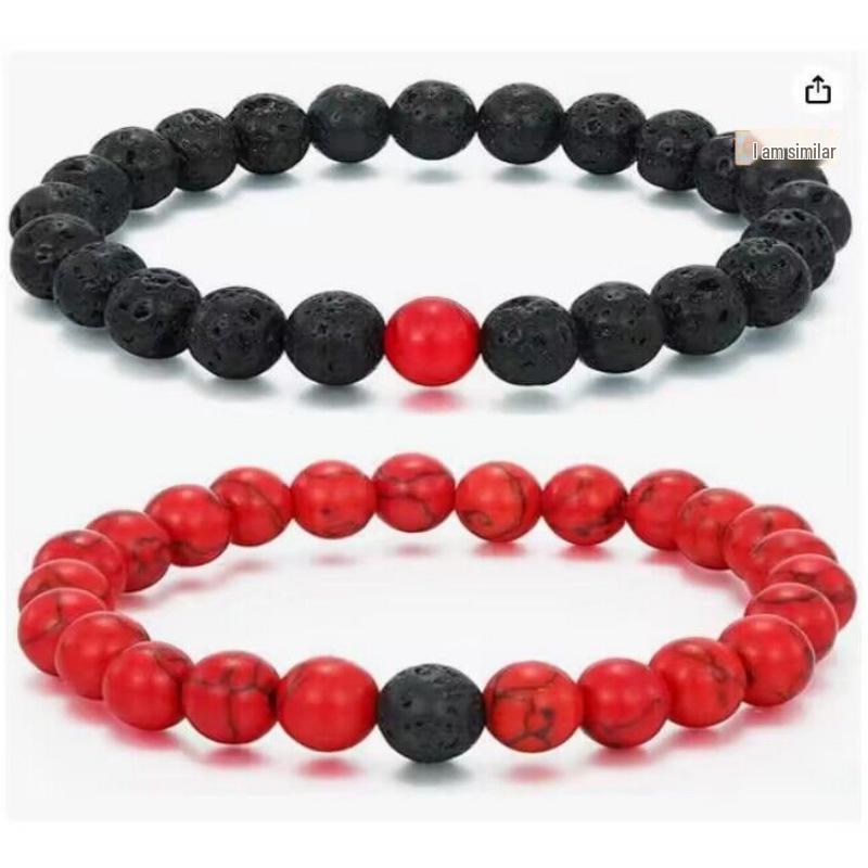 Volcanic Stone & Tiger Eye Lapis Agate Bracelet Set - Fashionable and Simple Style