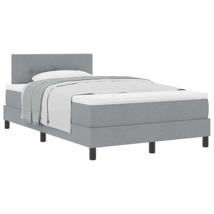 VidaXL Lit Box Spring avec Matelas Gris Clair 120x200 cm en Tissu 3338678