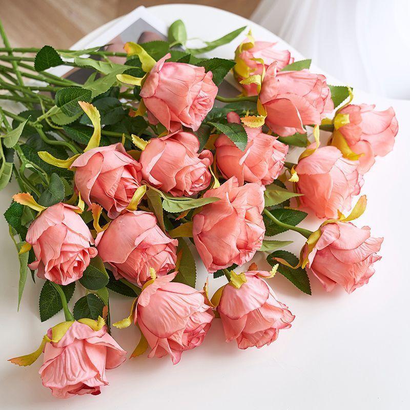 

Имитация света, роскошь, болгарская роза, декоративный цветок для гостиной, украшение обеденного стола, искусственный цветок, невеста, наружный снимок, букет цветов 10 dark pink [10 combination]