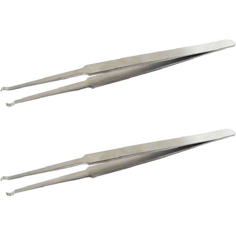 2PCS Lock Pin Tumbler Tweezers Stainless Steel Locksmith Tool Wire Holding Tweezers for Pinning & Rekeying Kit Lock Tradesman Tweezers